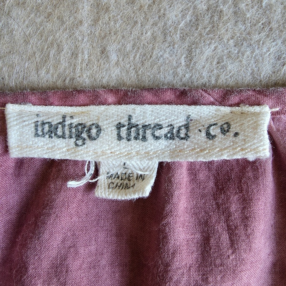 Indigo Thread Co Embroidered Top Sz L Pink Burnout Wash Boho Hippie Granola Girl - Picture 9 of 13